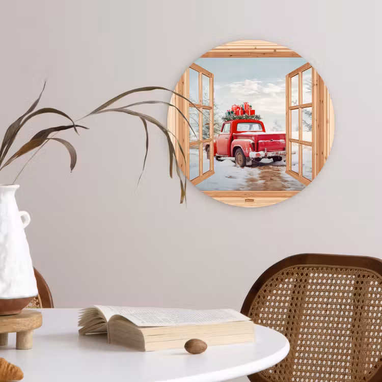 Muurcirkel - Doorkijk - Auto - Kerst - Cadeaus - Winter - Landschap — 4