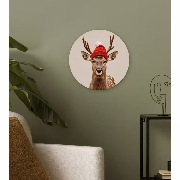 Muurcirkel - Hert - Kerst - Muts - Dieren - Winter - Grappig — 3