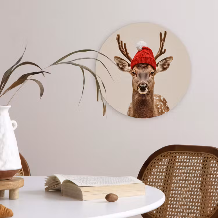 Muurcirkel - Hert - Kerst - Muts - Dieren - Winter - Grappig — 4