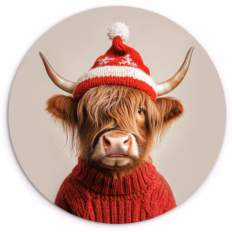Muurcirkel - Schotse Hooglander - Kerst - Muts - Trui - Winter — 1