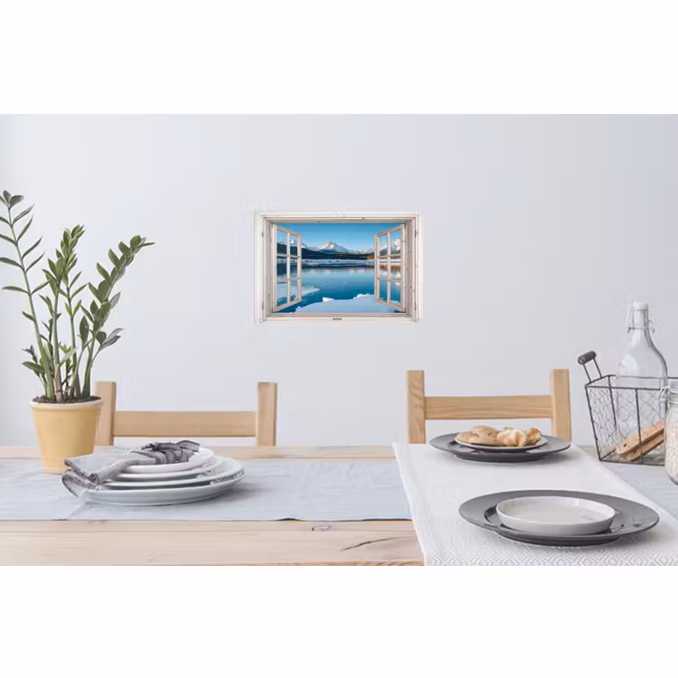Muursticker - Landschap - Winter - Meer - Bergen - Uitzicht - Doorkijk - Licht — 3