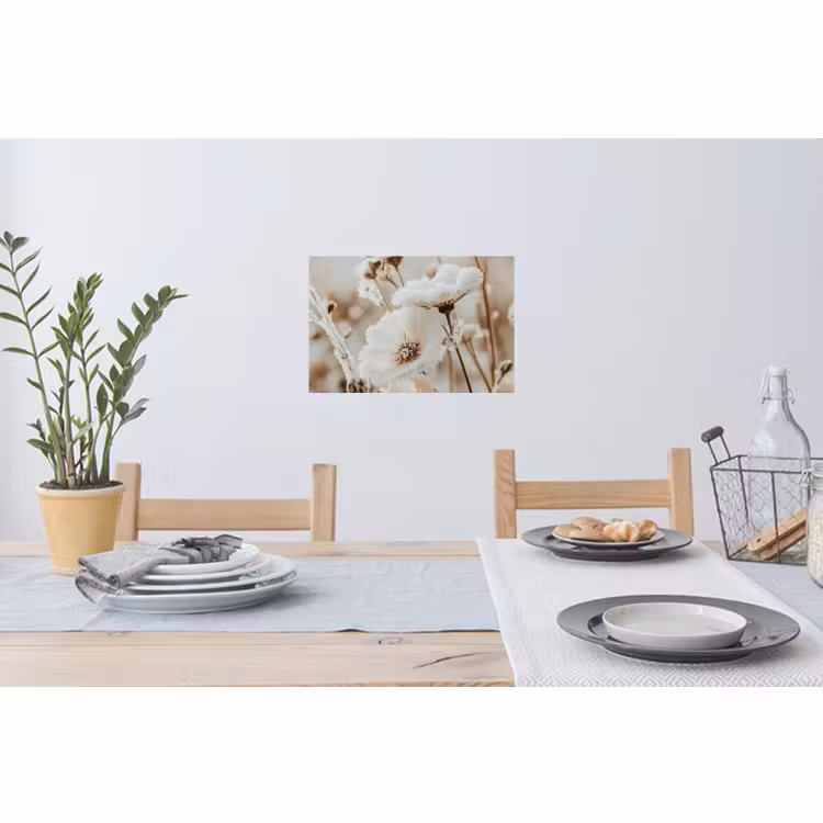 Muursticker - Bloemen - Winter - Wit - Sneeuw - Beige — 3
