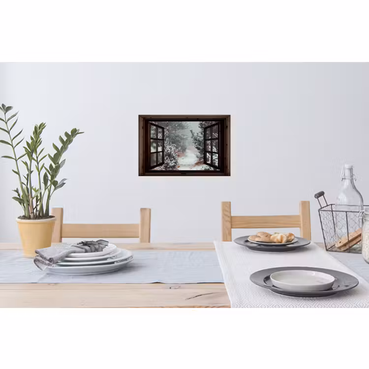 Muursticker - Bos - Winter - Bomen - Natuur - Pad - Doorkijk — 3