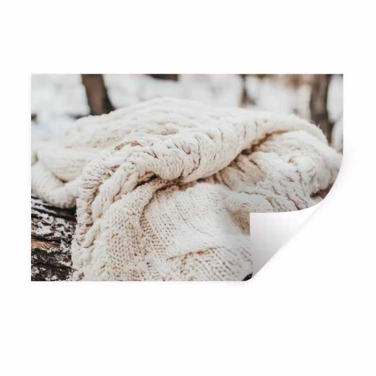 Muursticker - Deken - Wit - Boomstronk - Winter - Sneeuw — 1