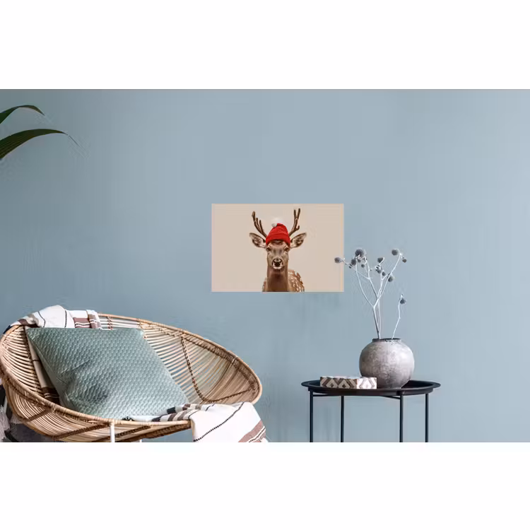Muursticker - Hert - Kerst - Muts - Dieren - Winter - Grappig — 4