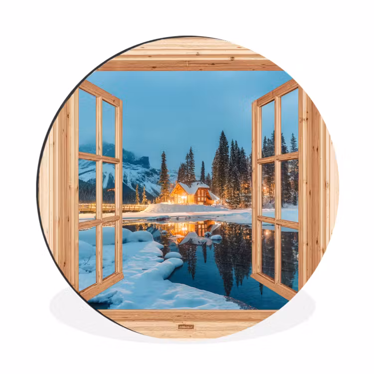 Winterlandschap - Natuur - Huis - Bergen - Doorkijk - Raam — 1