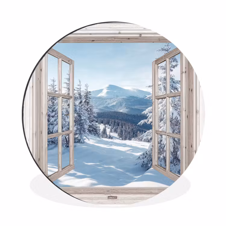 Doorkijk - Winter - Landschap - Natuur - Berg - Bomen - Wit — 1