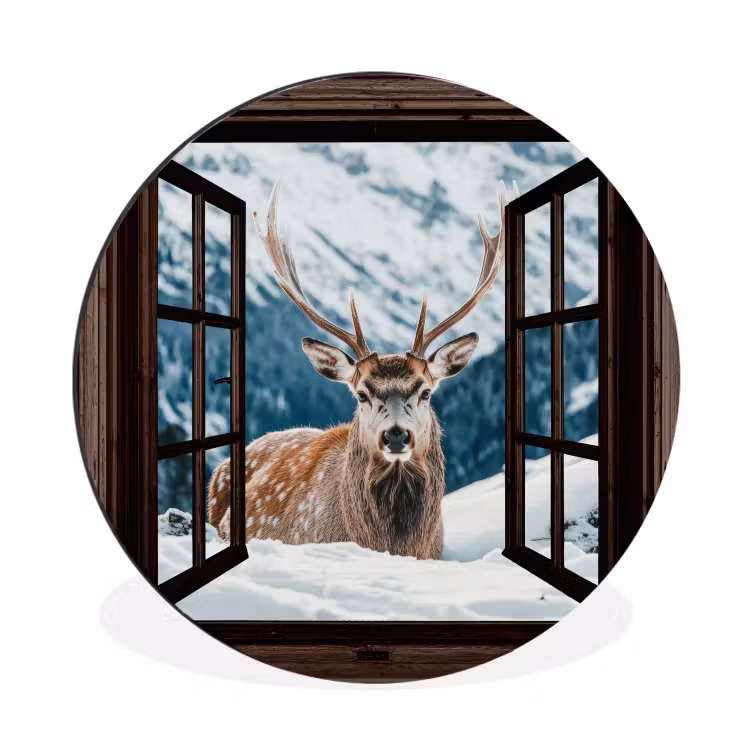 Hert - Landschap - Winter - Natuur - Dieren - Doorkijk - Bergen — 1