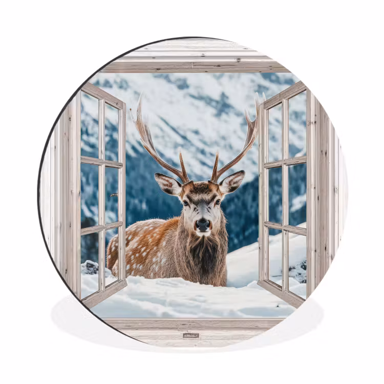 Hert - Winterlandschap - Natuur - Dieren - Doorkijk - Bergen — 1
