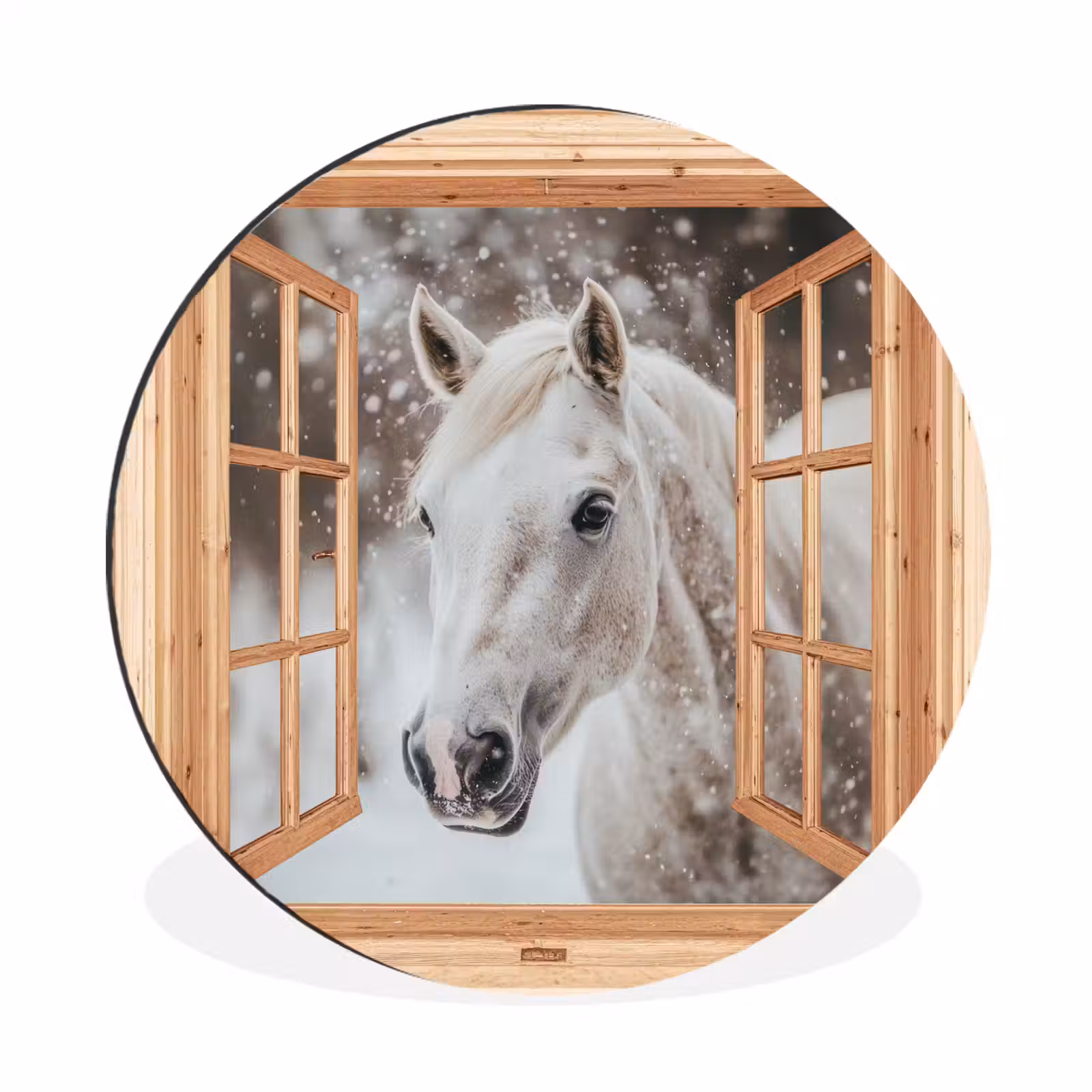 Doorkijk - Paard - Wit - Winter - Sneeuw - Dieren — 1