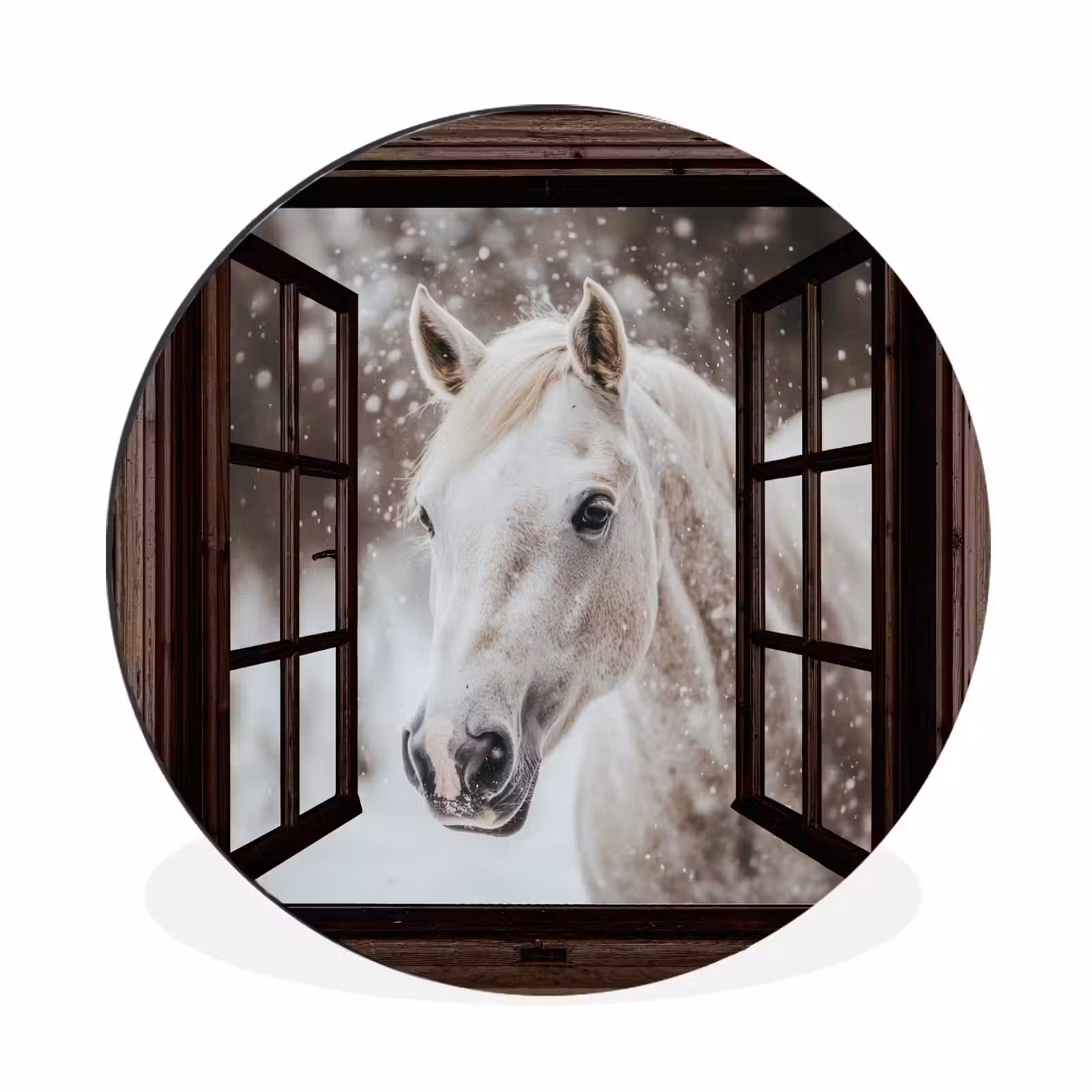 Doorkijk - Paard - Wit - Winterlandschap - Sneeuw — 1