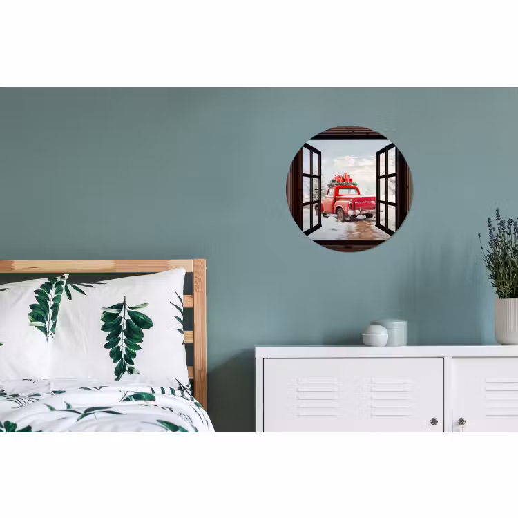 Doorkijk - Auto - Rood - Cadeaus - Winterlandschap - Kerst — 4