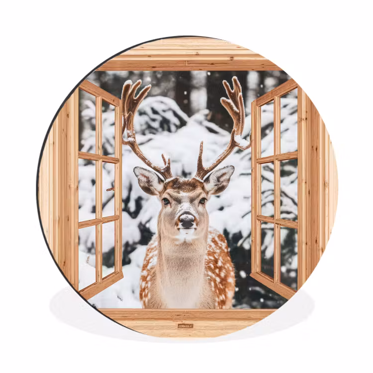 Doorkijk - Hert - Sneeuw - Winter - Bos - Dieren — 1