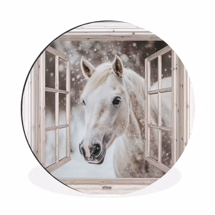 Paard - Wit - Winter - Sneeuw - Doorkijk - Dieren — 1