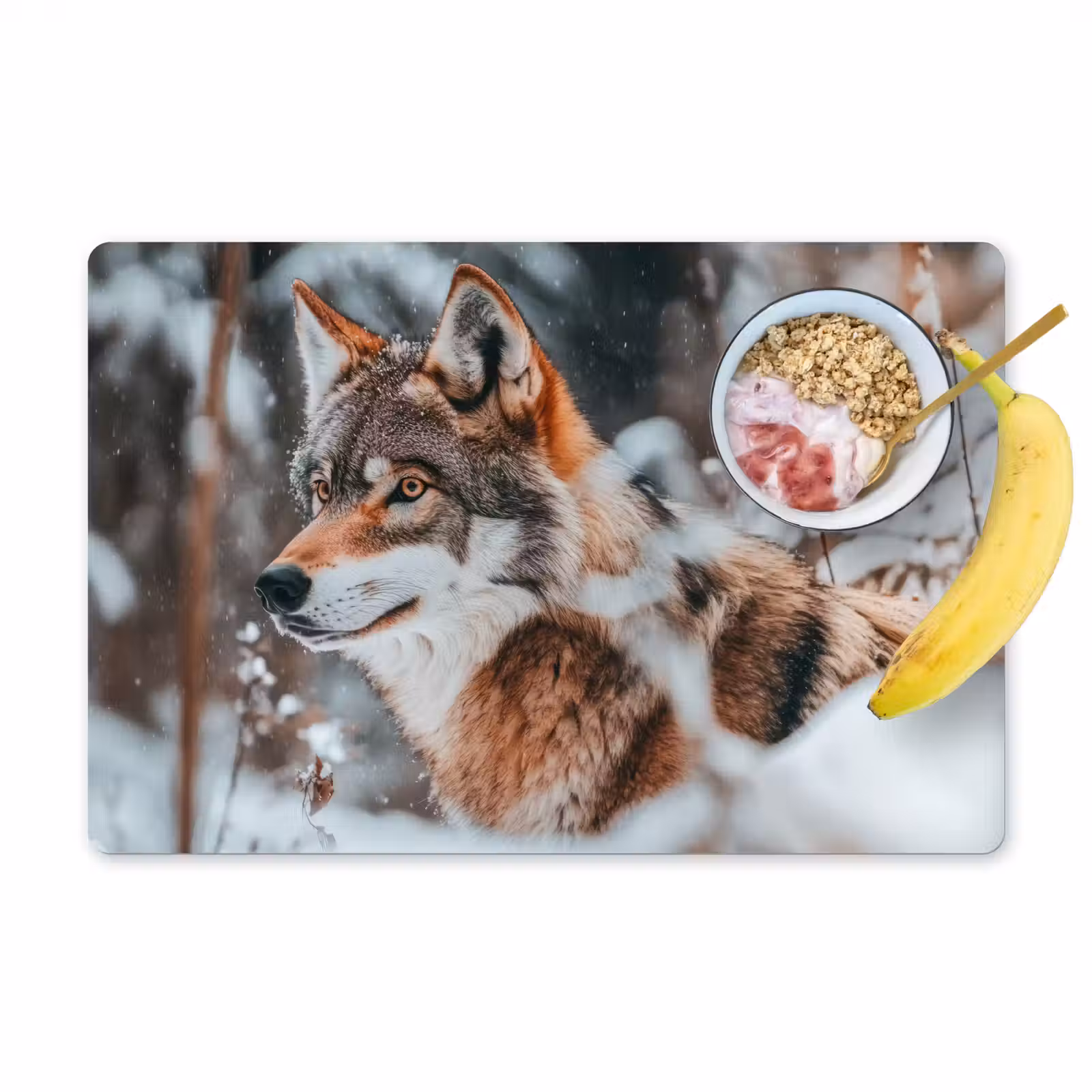 Placemat - 6 stuks - Wolf - Sneeuw - Winter - Dieren - Natuur - Sneeuw — 1