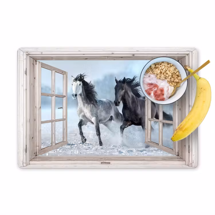 Placemat - 6 stuks - Doorkijk - Paarden - Winter - Dieren - Natuur - Wit — 1