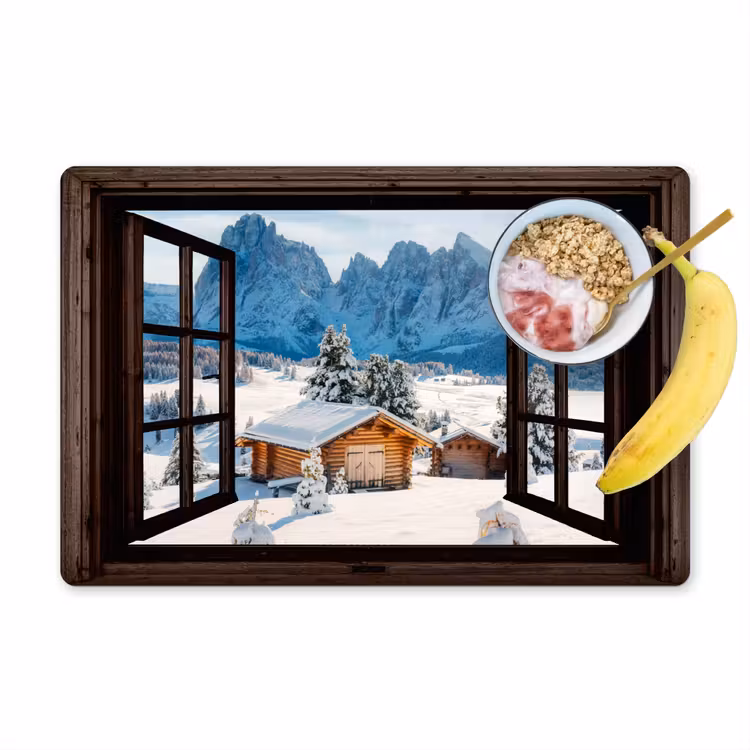 Placemat - 6 stuks - Doorkijk - Winter - Landschap - Huisje - Bergen — 1
