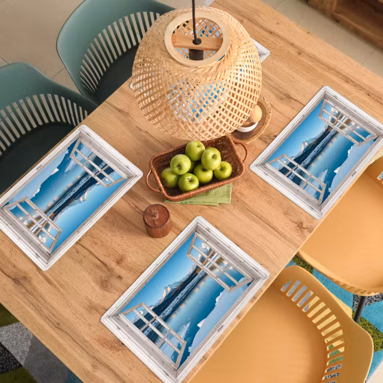 Placemat - 6 stuks - Landschap - Winter - Meer - Bergen - Uitzicht - Doorkijk - Licht — 4