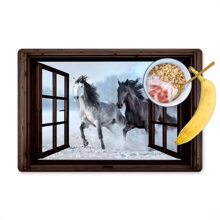 Placemat - 6 stuks - Paarden - Winter - Dieren - Natuur - Doorkijk — 1