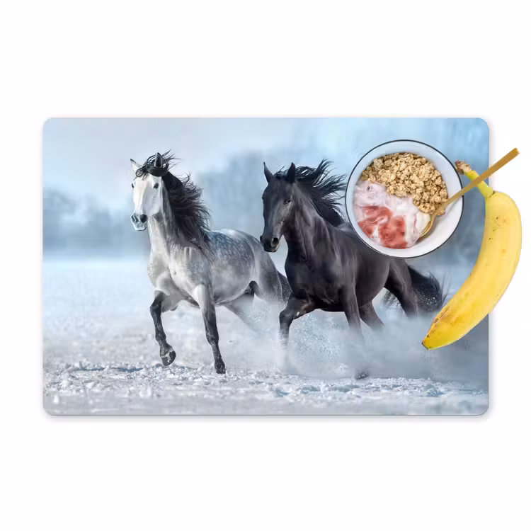 Placemat - 6 stuks - Paarden - Winter - Dieren - Natuur - Sneeuw — 1