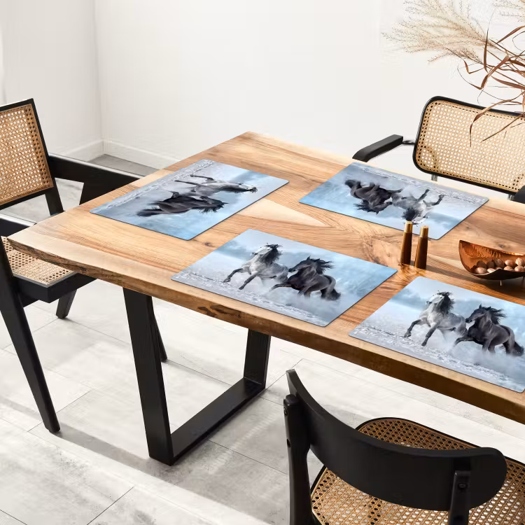 Placemat - 6 stuks - Paarden - Winter - Dieren - Natuur - Sneeuw — 3