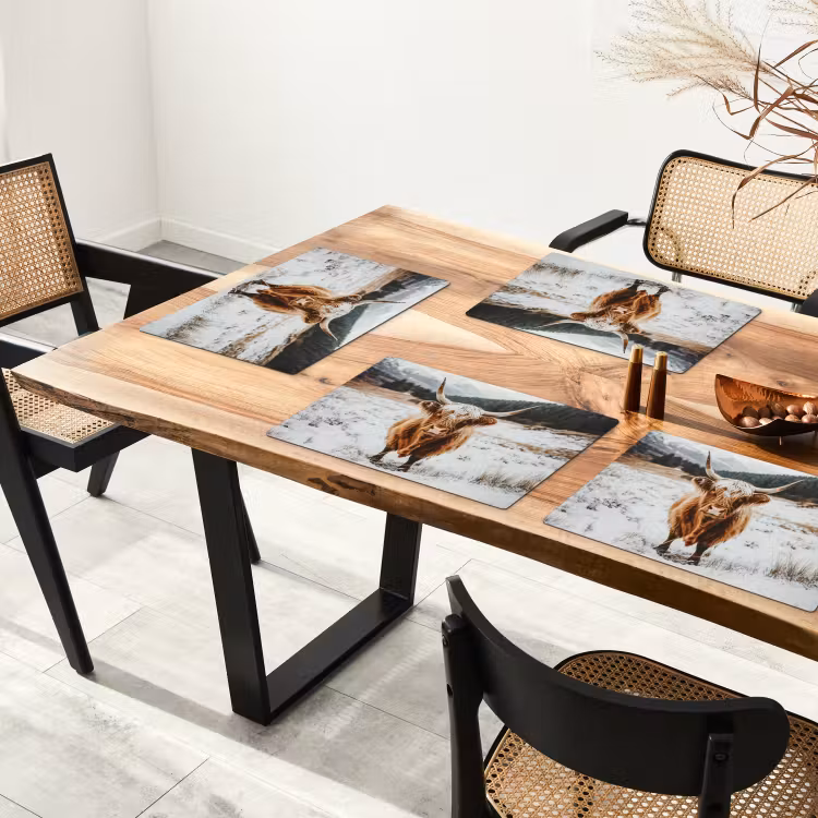 Placemat - 6 stuks - Schotse Hooglander - Landschap - Sneeuw - Bergen - Winter — 3