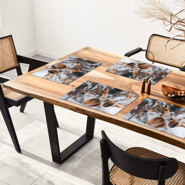 Placemat - 6 stuks - Wolf - Sneeuw - Winter - Dieren - Natuur - Sneeuw — 3