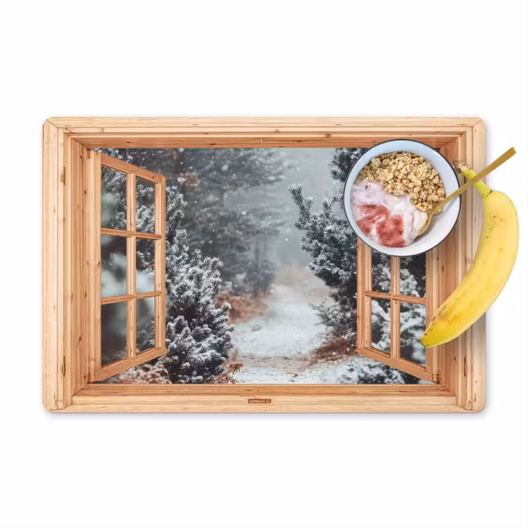 Placemat - 6 stuks - Bos - Winter - Bomen - Natuur - Pad - Doorkijk — 1