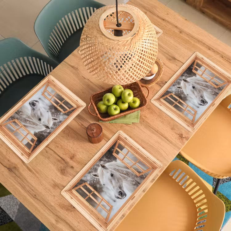 Placemat - 6 stuks - Doorkijk - Paard - Wit - Winter - Sneeuw - Dieren — 4