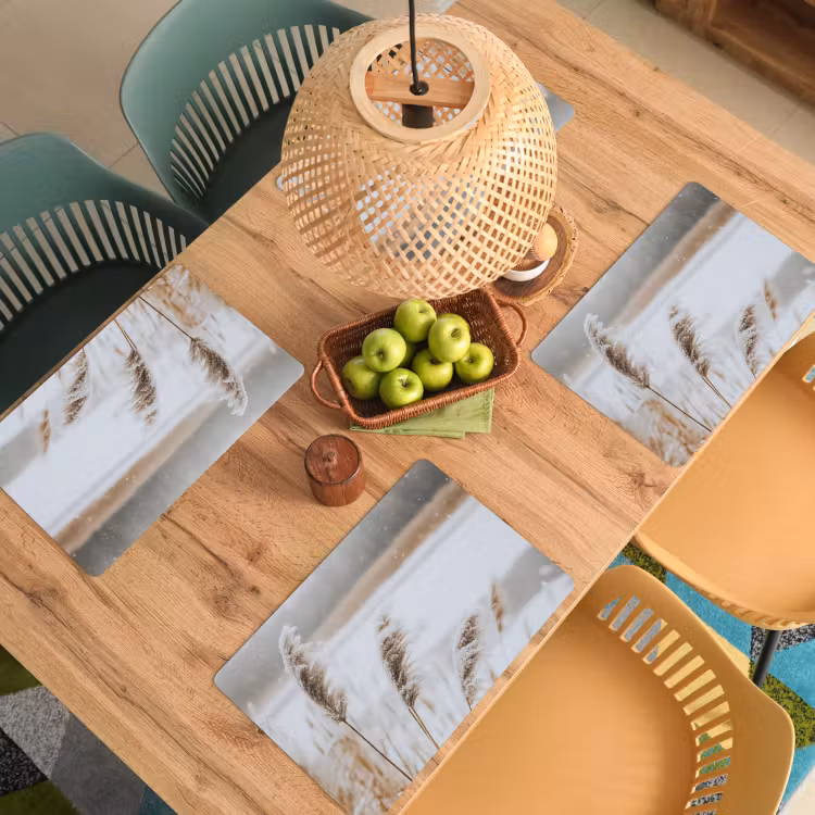 Placemat - 6 stuks - Riet - Meer - Winter - Natuur - Sneeuw - Beige — 4