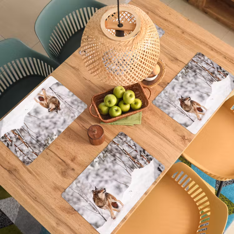 Placemat - 6 stuks - Wolf - Winter - Sneeuw - Natuur - Dieren — 4