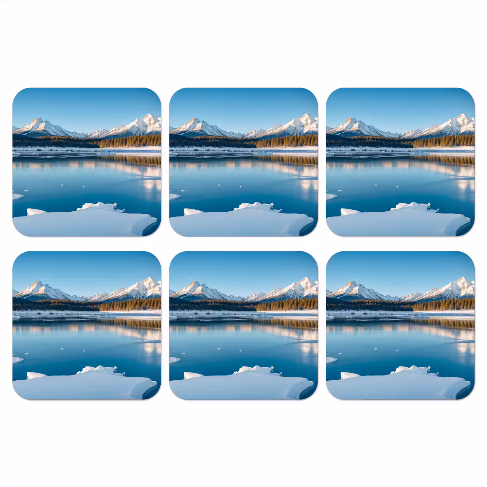 Onderzetter - Landschap - Winter - Meer - Bergen - Uitzicht - IJs — 1