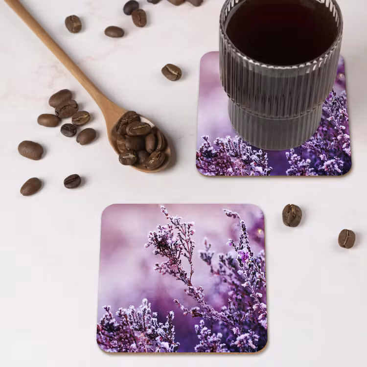 Onderzetter - Lavendel - Winter - Bloemen - Paars — 4