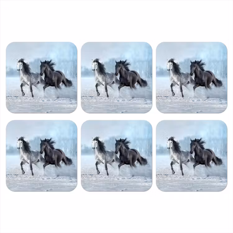 Onderzetter - Paarden - Winter - Dieren - Natuur - Sneeuw — 1