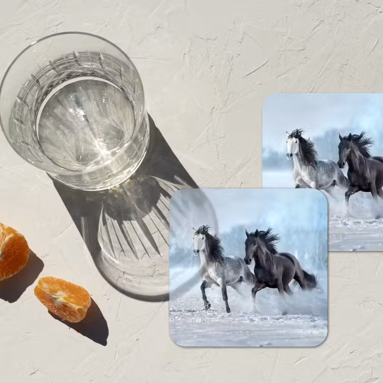 Onderzetter - Paarden - Winter - Dieren - Natuur - Sneeuw — 2