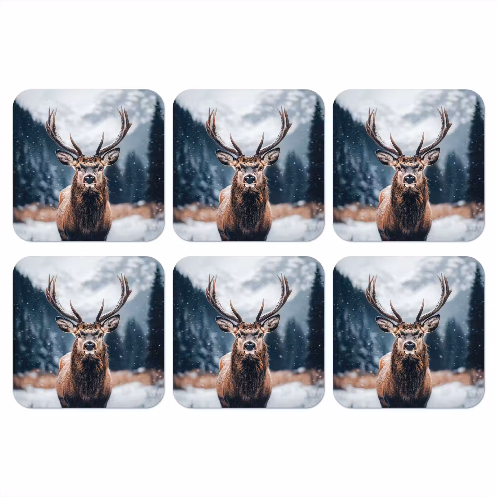 Onderzetter - Hert - Dieren - Landschap - Winter - Sneeuw — 1