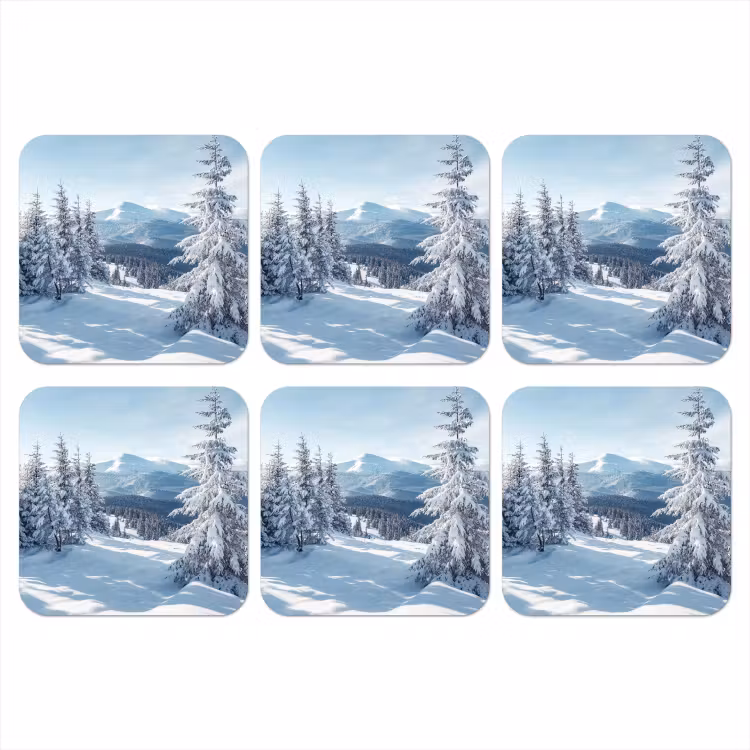 Onderzetter - Winterlandschap - Natuur - Berg - Bomen - Sneeuw — 1