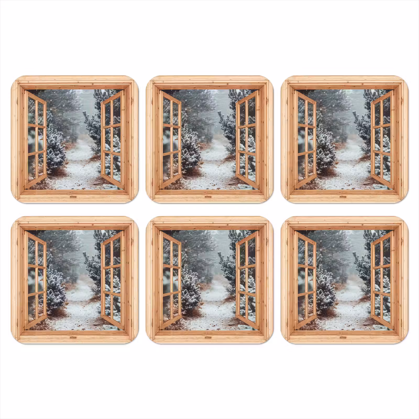 Onderzetter - Bos - Winter - Bomen - Natuur - Pad - Doorkijk — 1