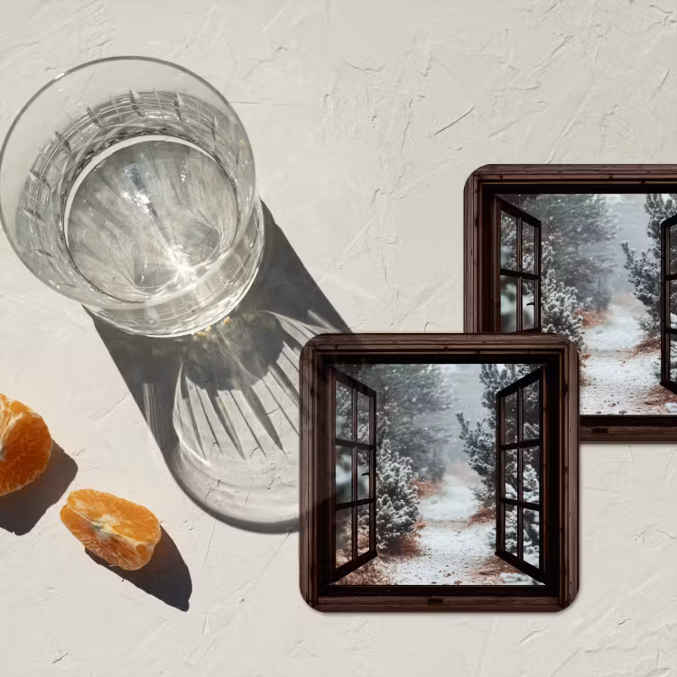 Onderzetter - Bos - Winter - Bomen - Natuur - Pad - Doorkijk — 2
