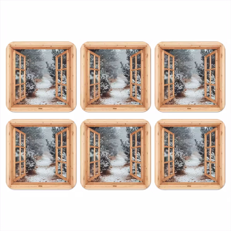 Onderzetter - Bos - Winter - Bomen - Natuur - Pad - Doorkijk — 1