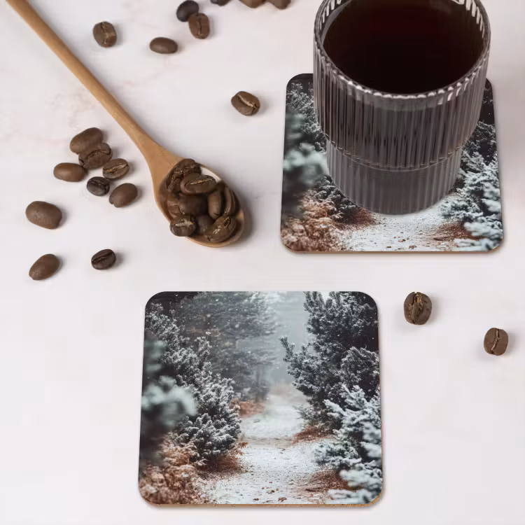 Onderzetter - Bos - Winter - Bomen - Natuur - Pad - Sneeuw — 4