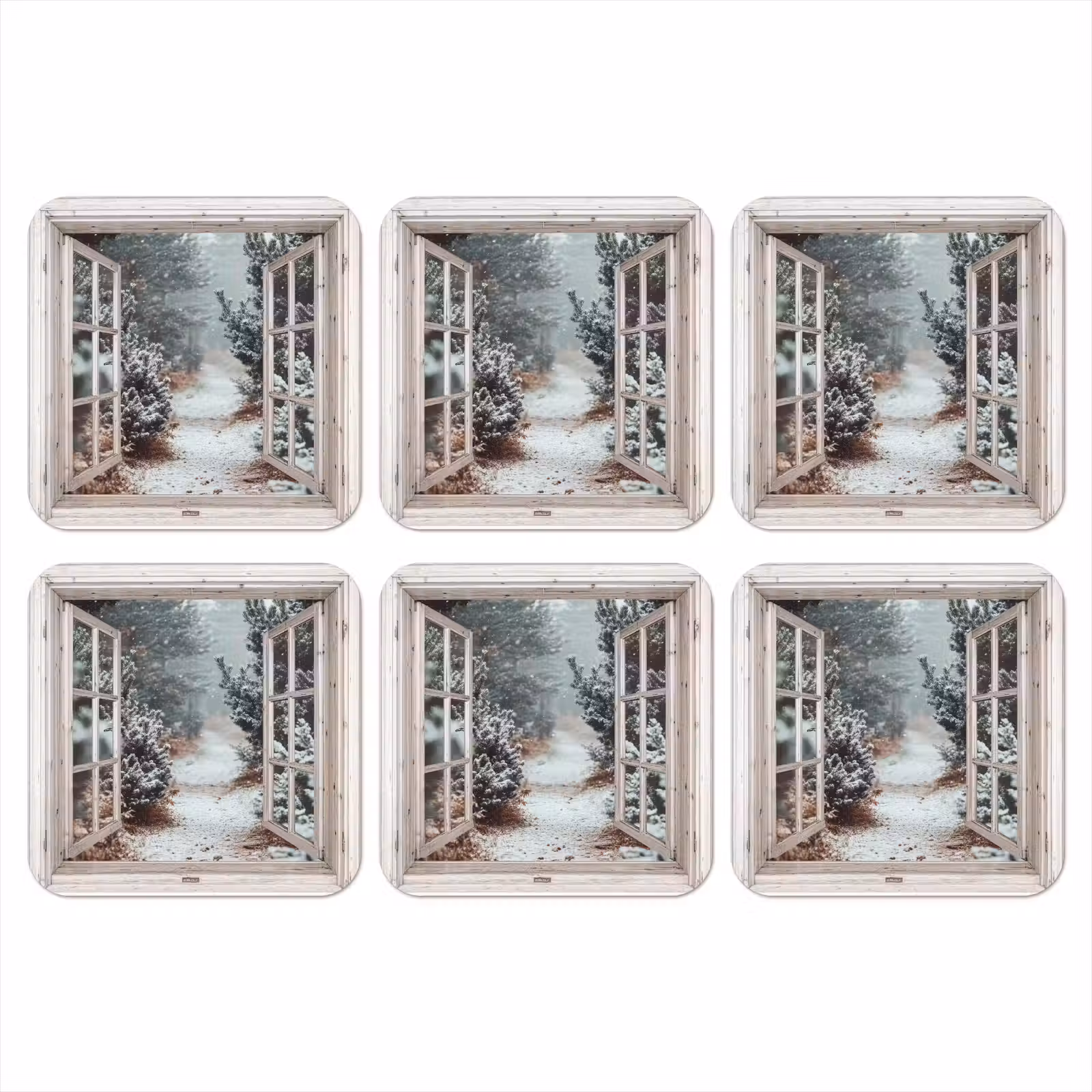 Onderzetter - Bos - Winter - Bomen - Natuur - Pad - Doorkijk - Wit — 1