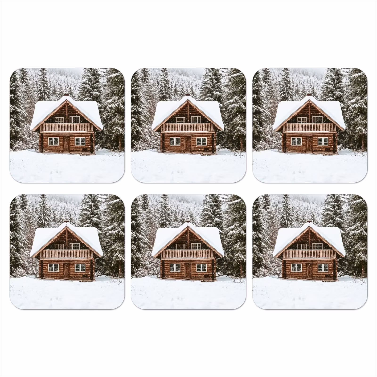 Onderzetter - Huis - Bos - Winter - Natuur - Sneeuw — 1