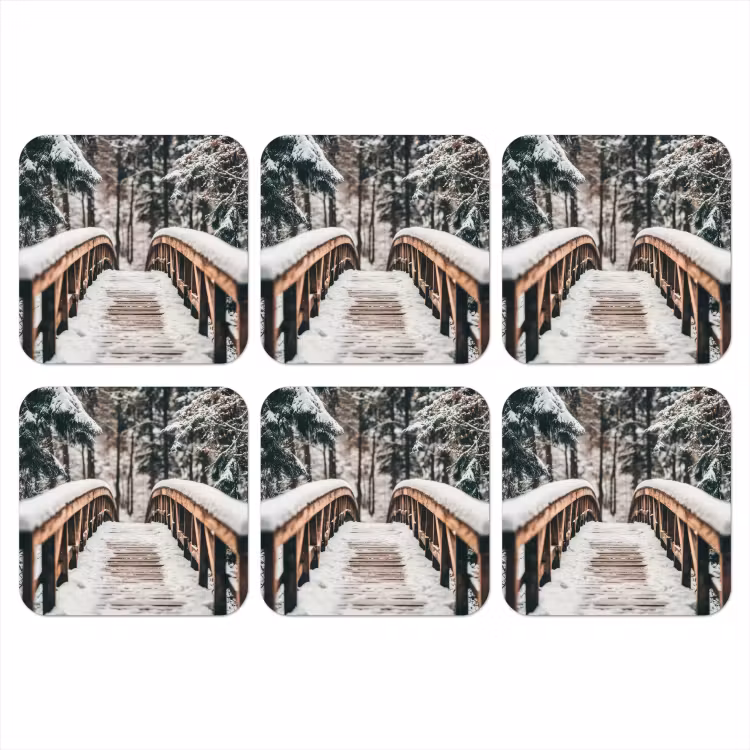 Onderzetter - Brug - Winterlandschap - Bos - Natuur - Sneeuw — 1