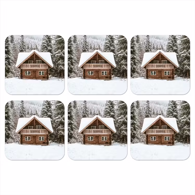 Onderzetter - Huis - Bos - Winter - Natuur - Sneeuw — 1