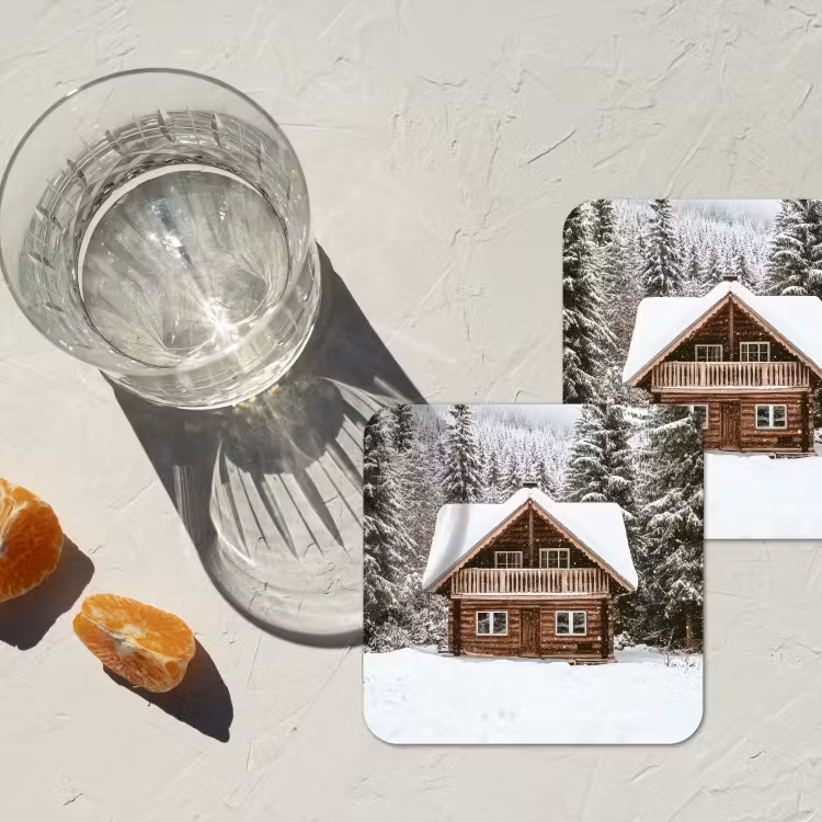 Onderzetter - Huis - Bos - Winter - Natuur - Sneeuw — 2