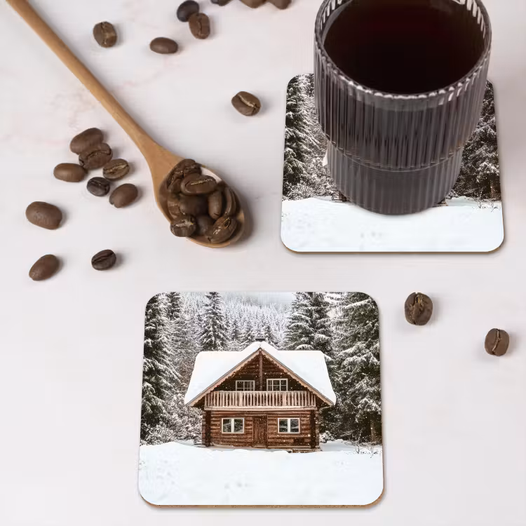 Onderzetter - Huis - Bos - Winter - Natuur - Sneeuw — 4