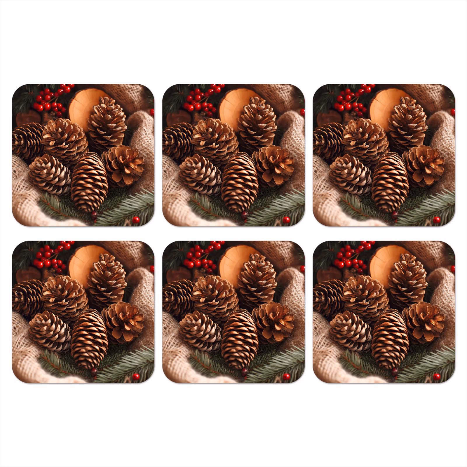 Onderzetter - Dennenappels - Boom - Winter - Natuur - Bruin — 1