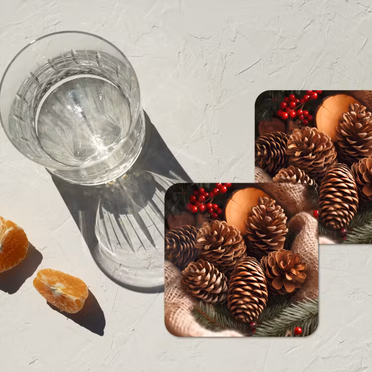 Onderzetter - Dennenappels - Boom - Winter - Natuur - Bruin — 2