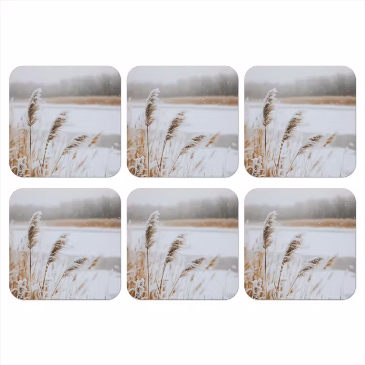 Onderzetter - Riet - Meer - Winter - Natuur - Sneeuw - Beige — 1